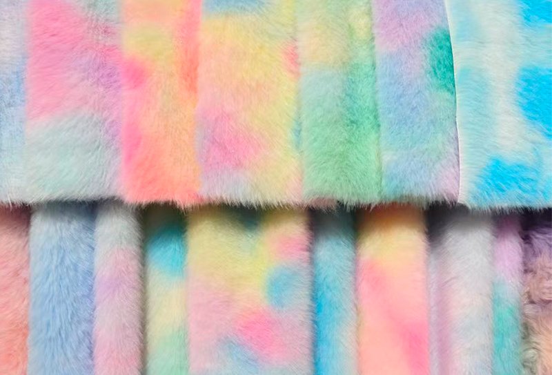 Dúhová faux norková tkanina s európskou potlačou noriek 500GSM Dúhová faux norková tkanina s európskou potlačou noriek 500GSM